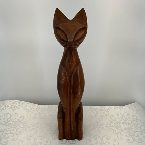 MCM 1960s Atomic Cat Monkey Pod Wood Cat - Picture 2 of 8